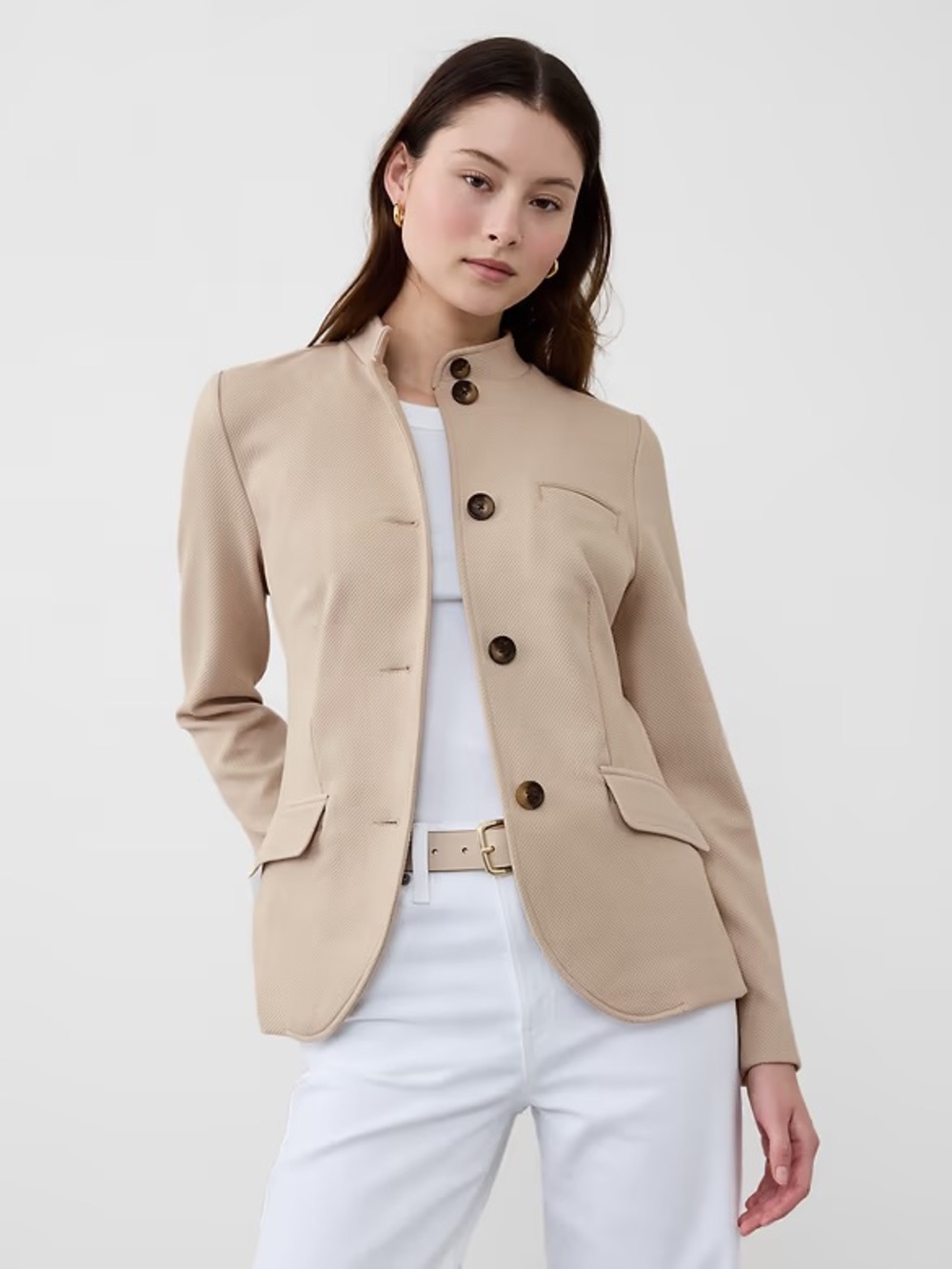 Banana Republic Pewter Grey Knit Pique Blazer - Small